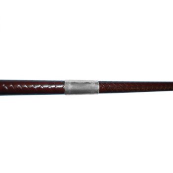 Whip, Roo Hide, Full Plait Handle with Silver Sleeve, close up