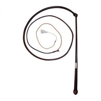 Whip, Roo Hide, Full Plait Handle with Silver Sleeve